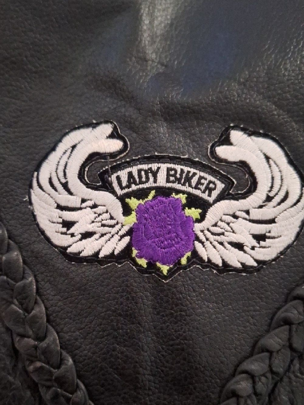 Black Leather Women's Vest with Music City Patches - Picture 11 of 11